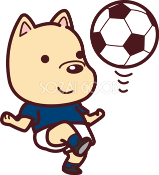 かわいい犬がサッカー リフティング オリンピック競技 スポーツ無料イラスト 素材good