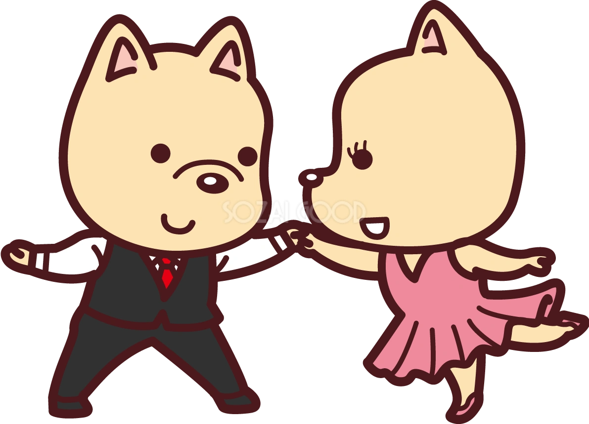 犬がダンスを踊るスポーツ無料イラスト69531