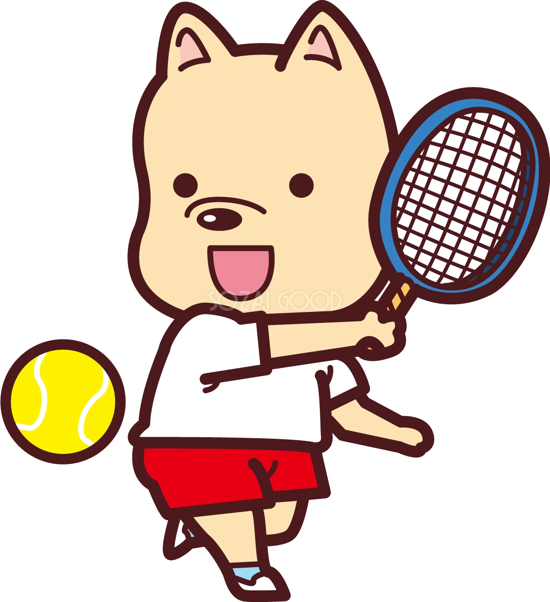 犬がテニス オリンピック競技 スポーツ無料イラスト69539