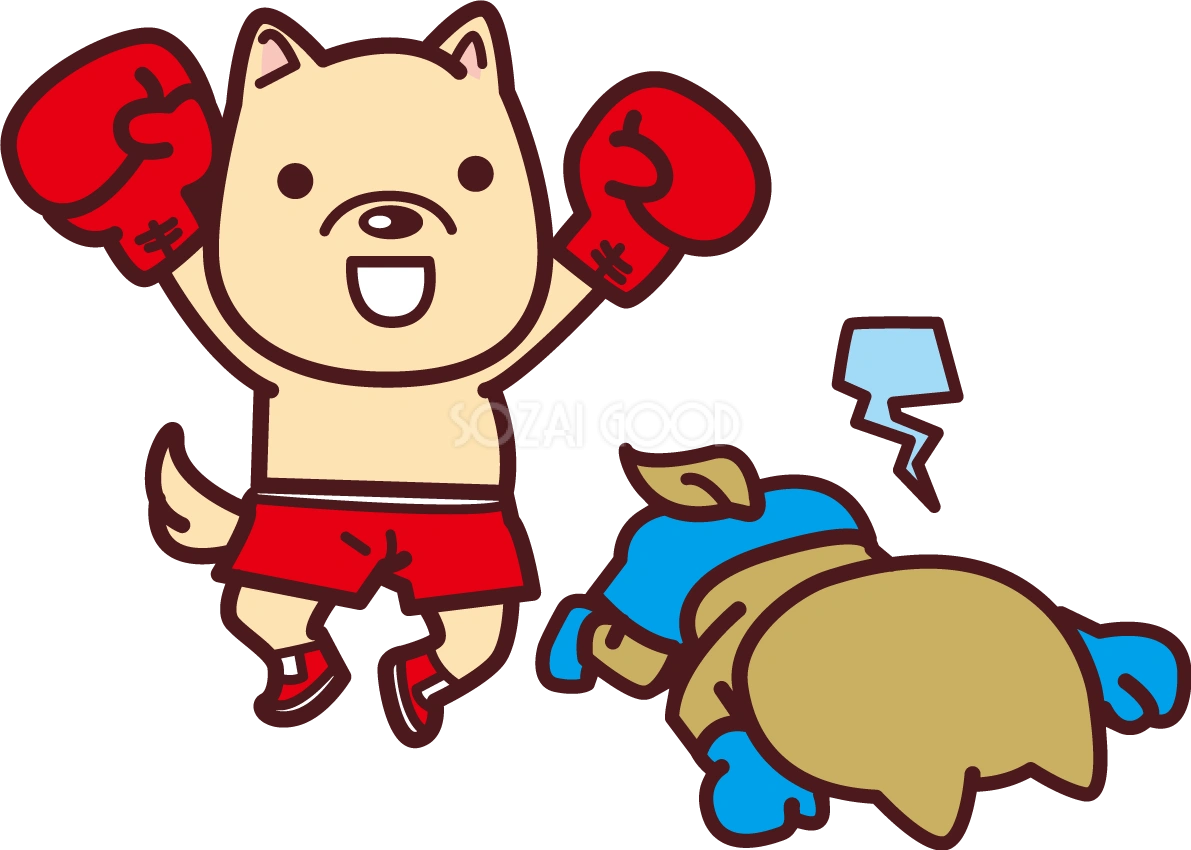 犬がボクシング(勝利)オリンピック競技 スポーツ無料イラスト69571