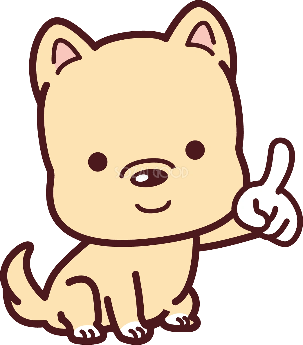 犬がワンポイントと言っている かわいい無料イラスト69595