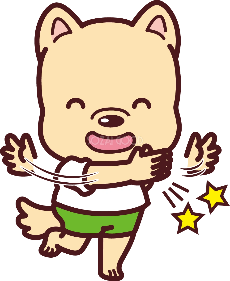 犬が大喜びで拍手する無料イラスト69651
