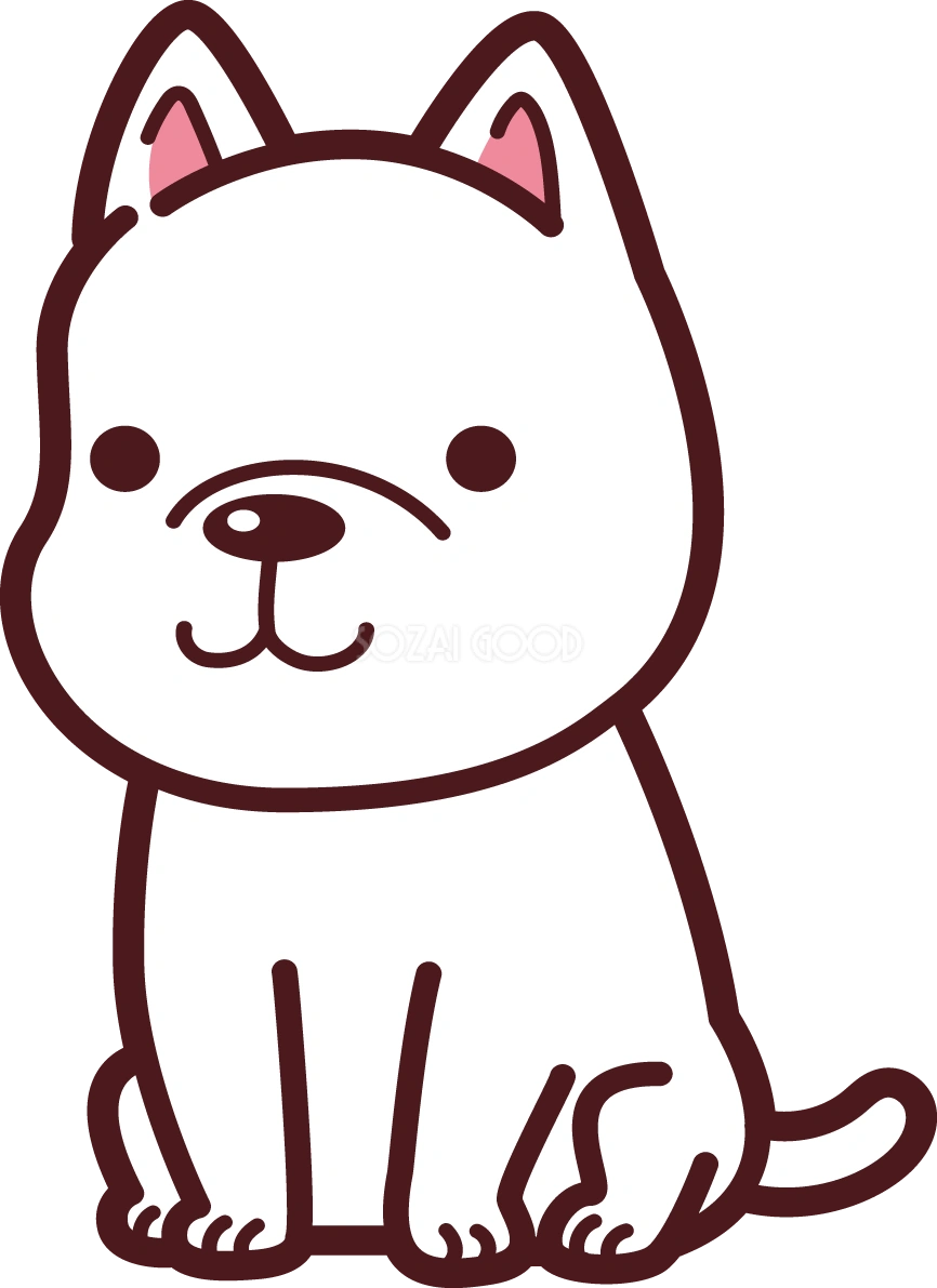 犬(白い犬)がお座りする無料イラスト69745