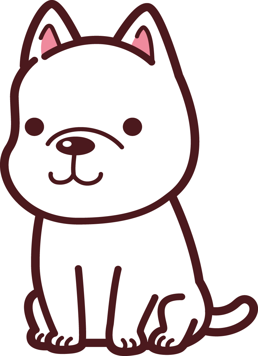 犬(白い犬)がお座りする無料イラスト69745に写真・文字を入れる