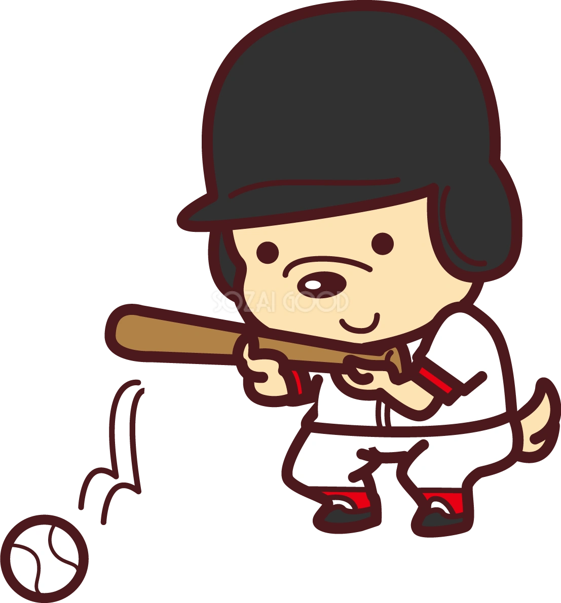 犬が野球/ソフトボール(バント)オリンピック競技 スポーツ無料イラスト69792