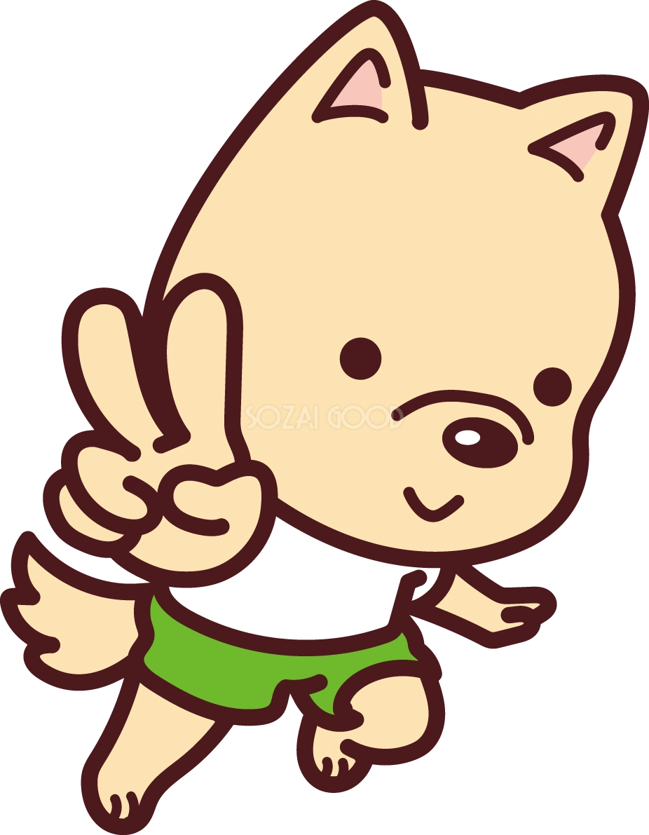 犬が力強くピースする無料イラスト69858