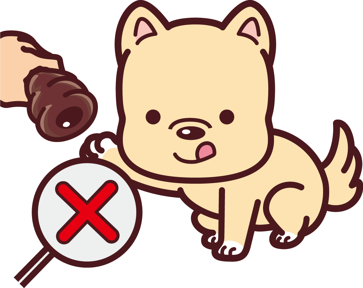 犬にチョコパンはダンメ かわいい無料イラスト69870に写真・文字を入れる