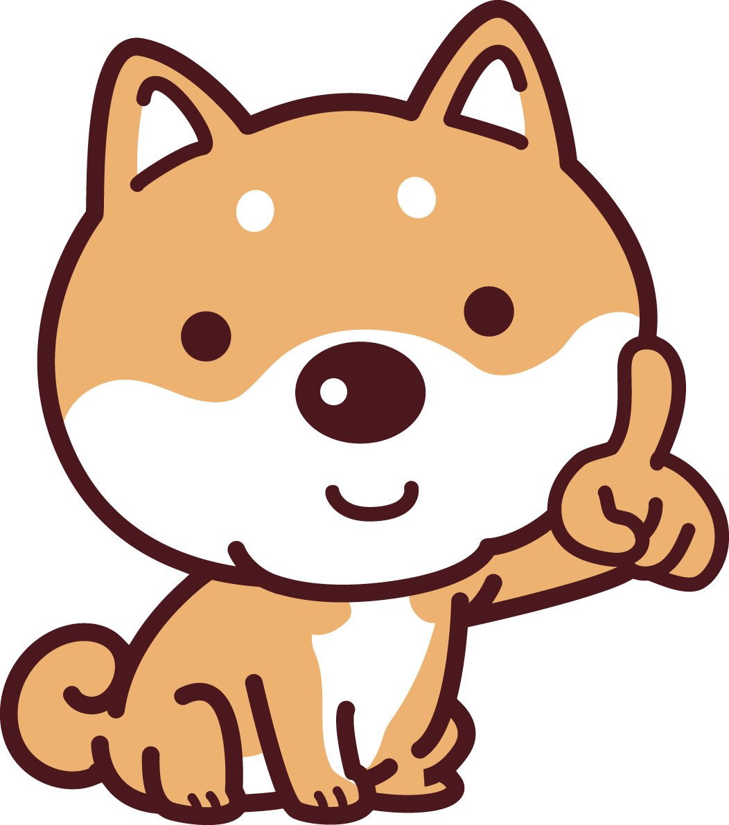 柴犬がワンポイントと言っている かわいい犬の無料イラスト69890に写真・文字を入れる