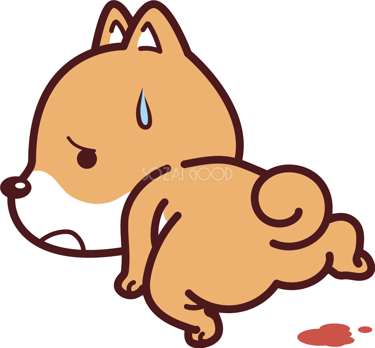 柴犬が病気で血尿 かわいい犬の無料イラスト69907