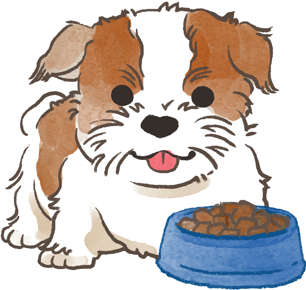 シーズー子犬(ご飯を食べる)かわいい犬の無料イラスト69991に写真・文字を入れる