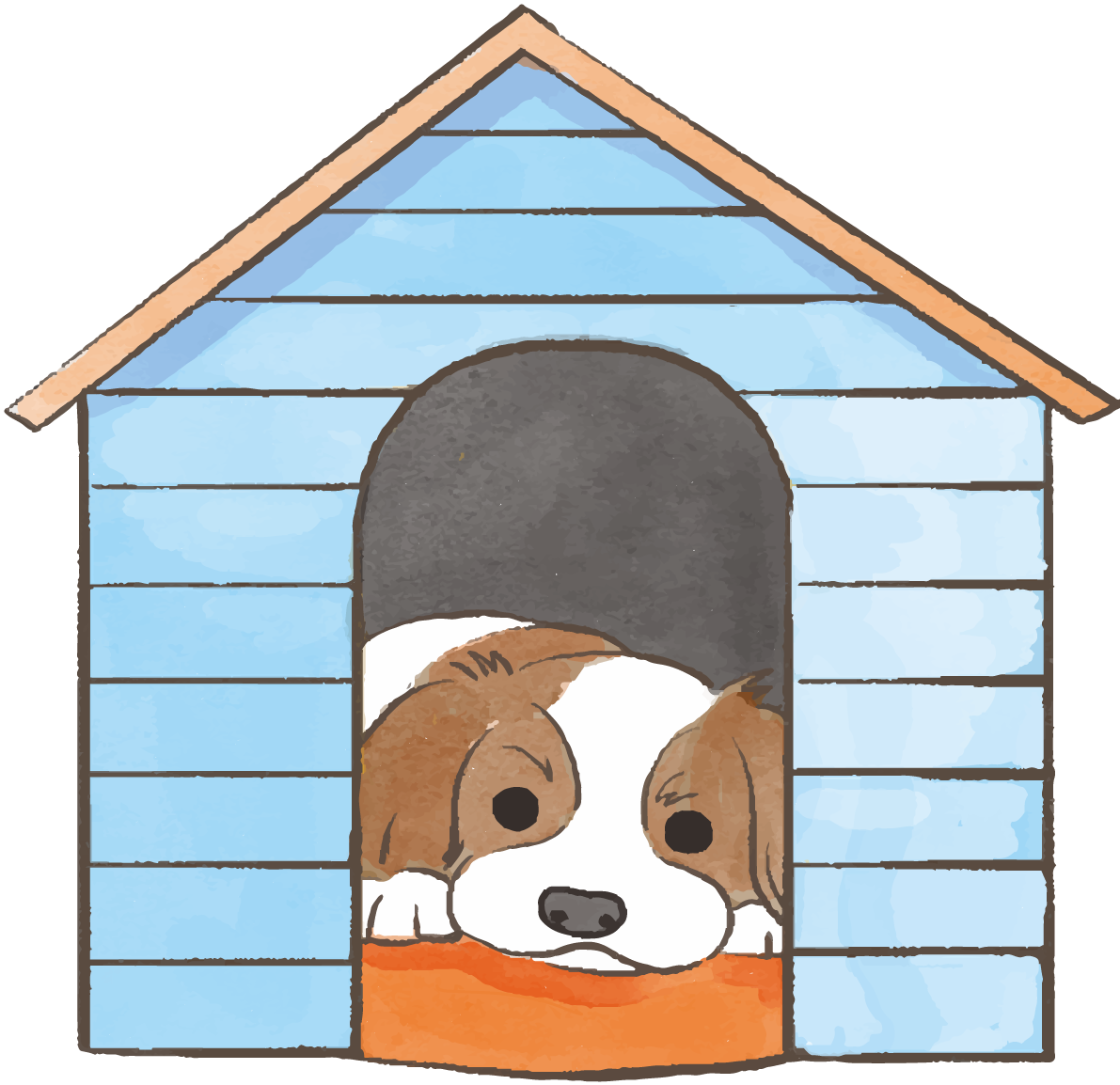 キャバリア(犬小屋)かわいい犬の無料イラスト70248に写真・文字を入れる