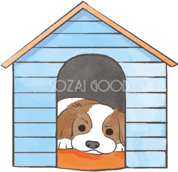 キャバリア(犬小屋)かわいい犬の無料イラスト70248