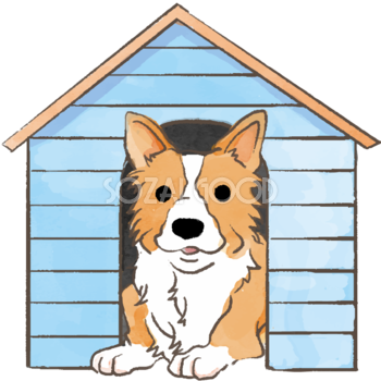 コーギー(犬小屋)かわいい犬の無料イラスト70256