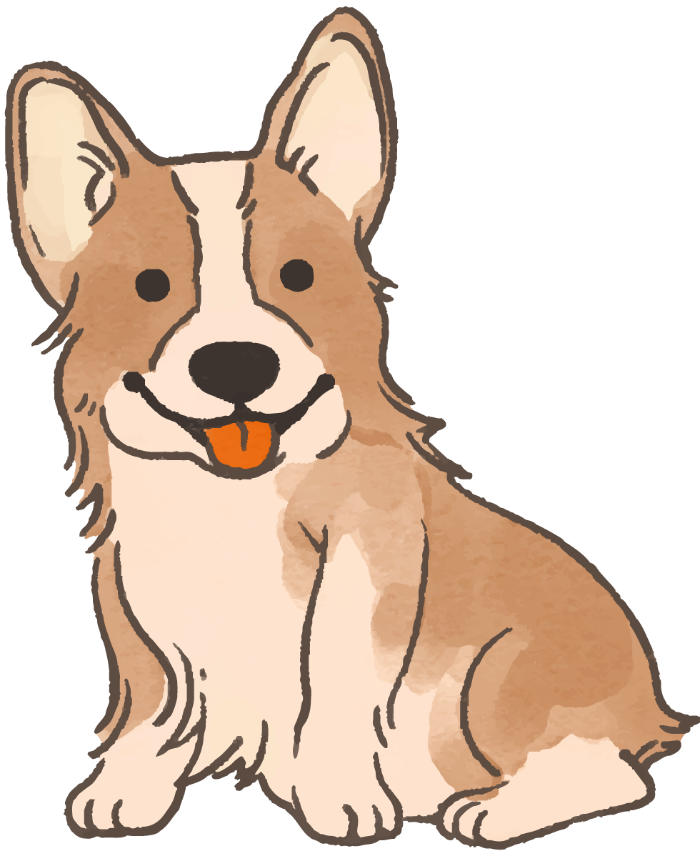 コーギー(舌を出した)かわいい犬の無料イラスト70261に写真・文字を入れる