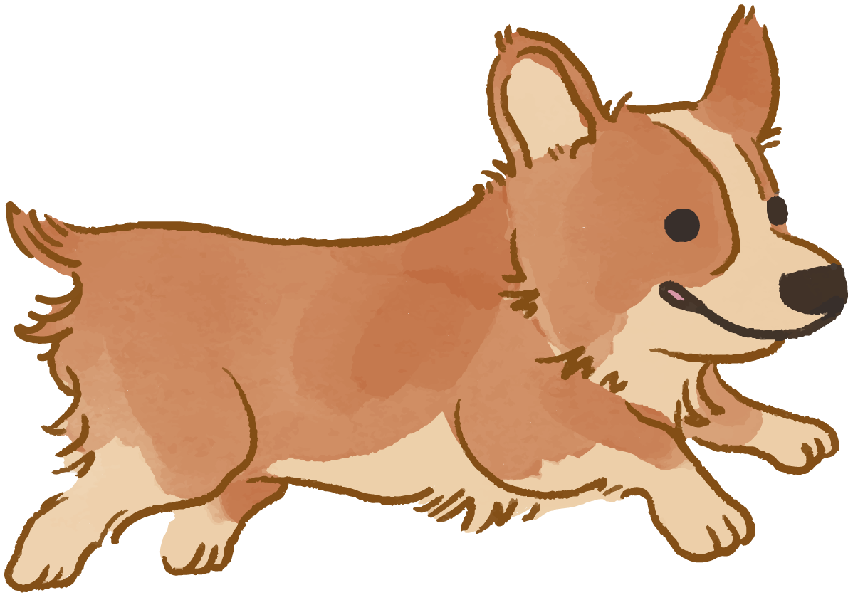コーギー(走る)かわいい犬の無料イラスト70265に写真・文字を入れる