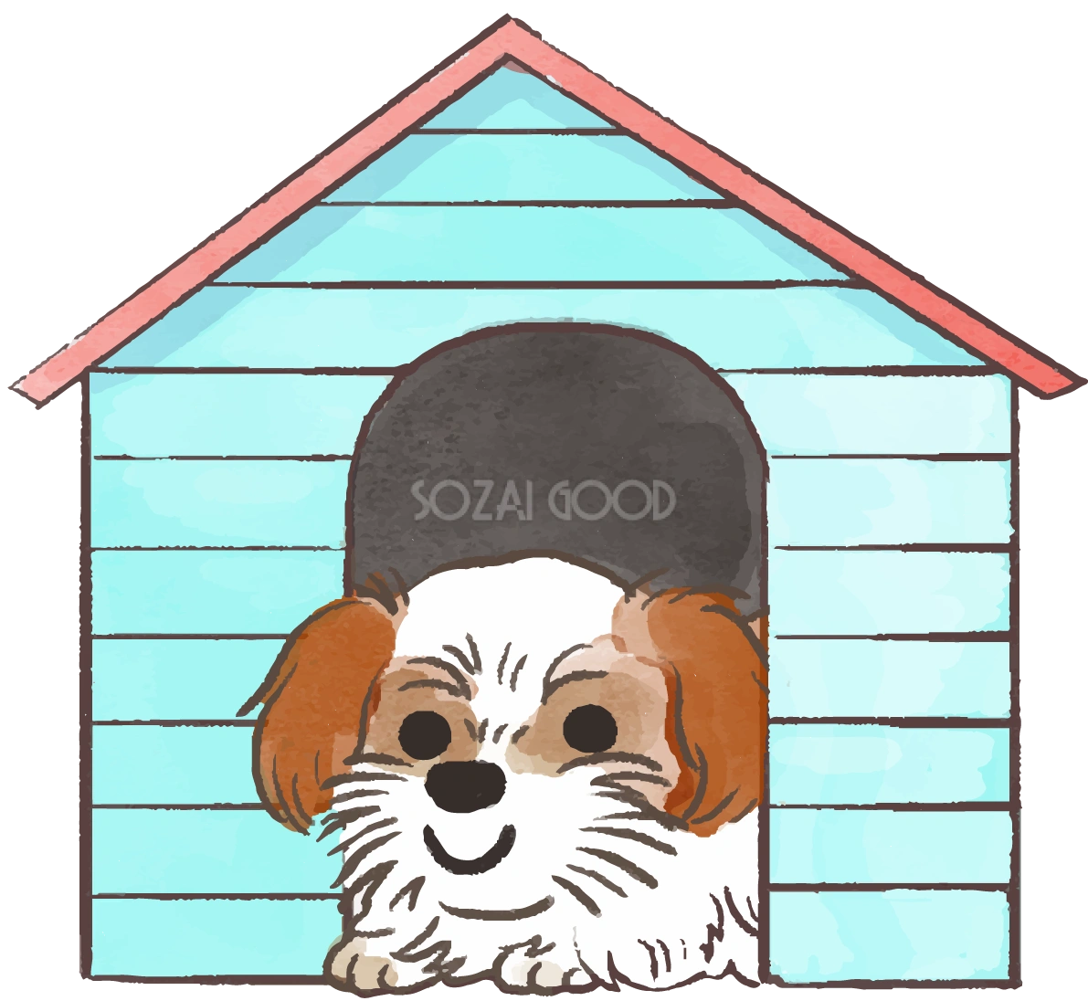 シーズー(犬小屋)かわいい犬の無料イラスト70273