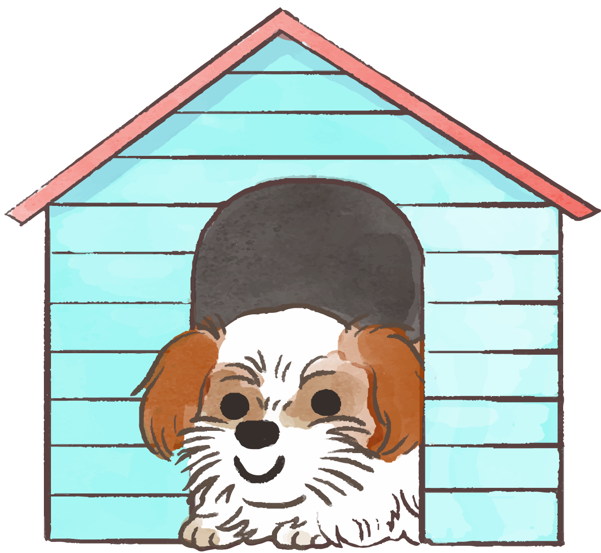 シーズー(犬小屋)かわいい犬の無料イラスト70273に写真・文字を入れる