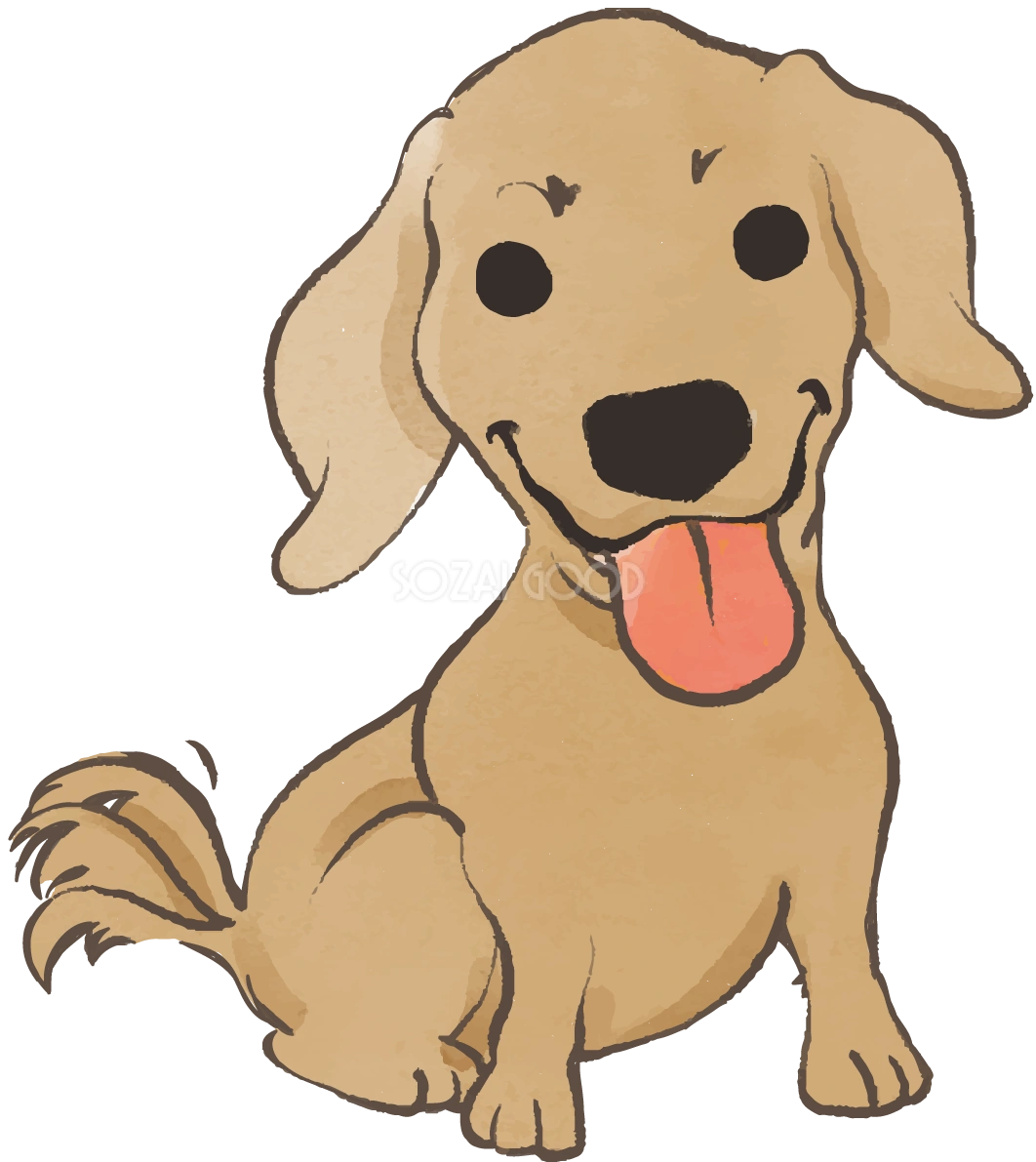 ダックスフンド(舌を出した)かわいい犬の無料イラスト70281
