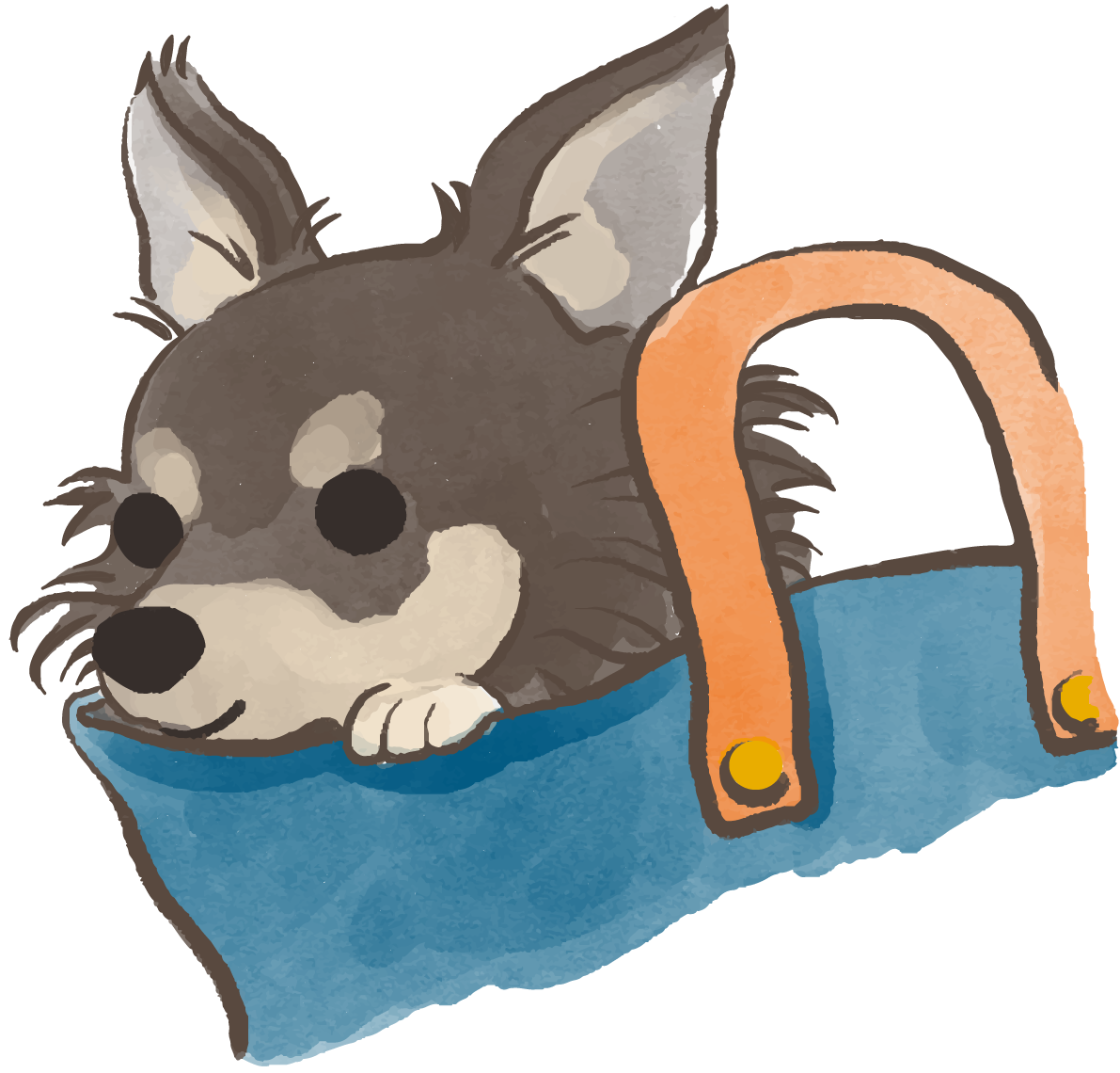 チワワ(鞄の中)かわいい犬の無料イラスト70285に写真・文字を入れる
