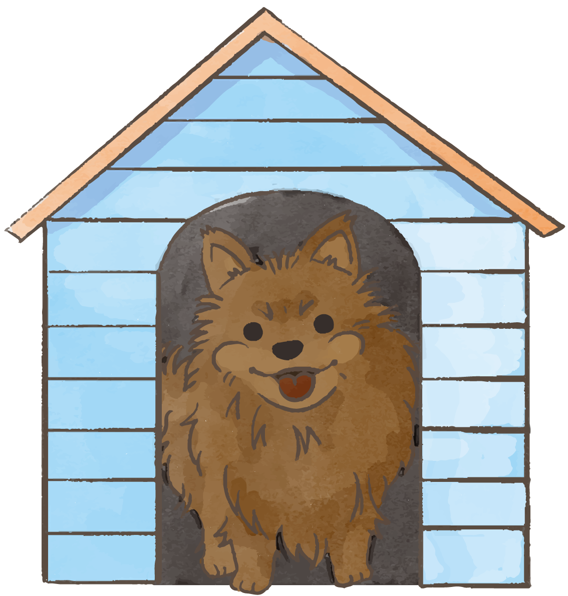 ポメラニアン(犬小屋)かわいい犬の無料イラスト70365に写真・文字を入れる