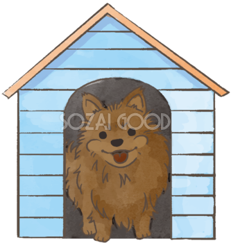 ポメラニアン(犬小屋)かわいい犬の無料イラスト70365
