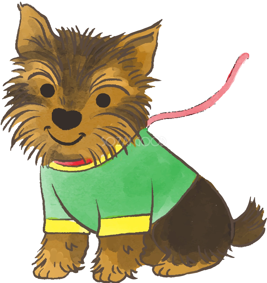 ヨークシャテリア(散歩に行く)かわいい犬の無料イラスト70422