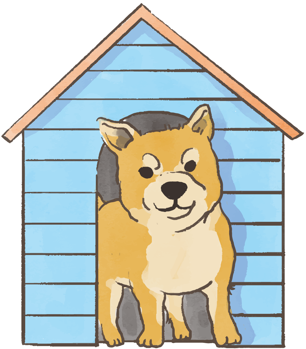柴犬(犬小屋)かわいい犬の無料イラスト70437に写真・文字を入れる