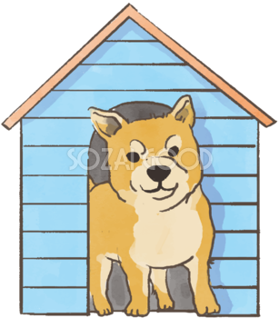 柴犬(犬小屋)かわいい犬の無料イラスト70437