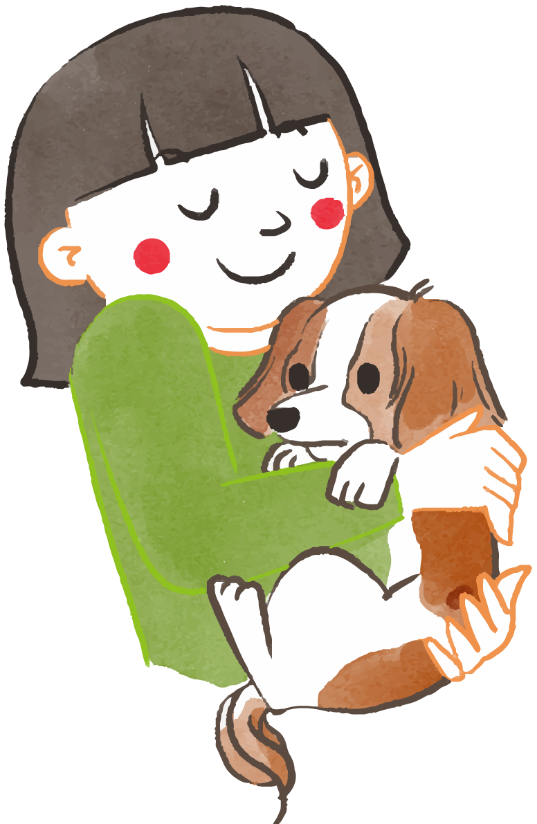 キャバリア(抱っこされた)かわいい犬の無料イラスト70458に写真・文字を入れる