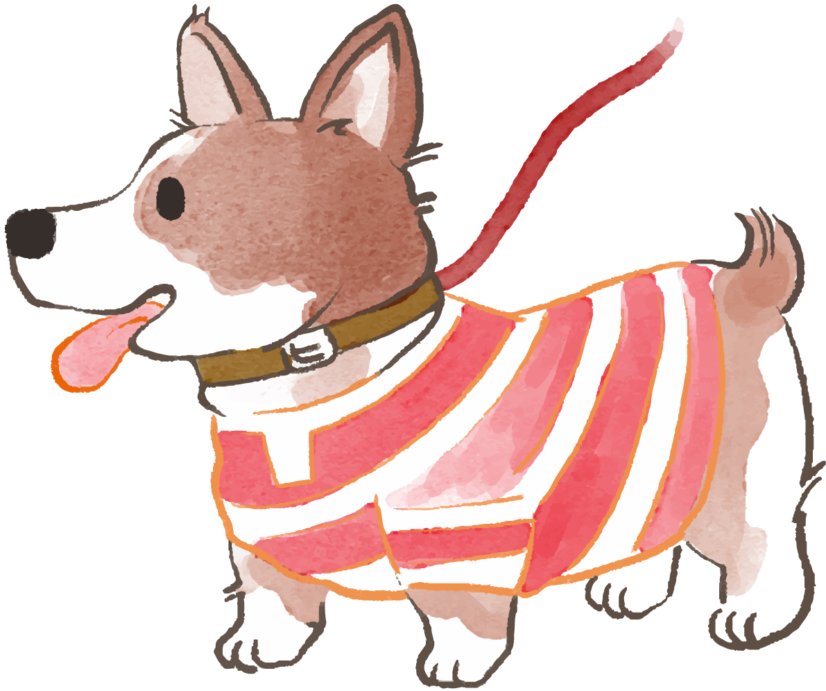 コーギー(散歩に行く)かわいい犬の無料イラスト70471に写真・文字を入れる