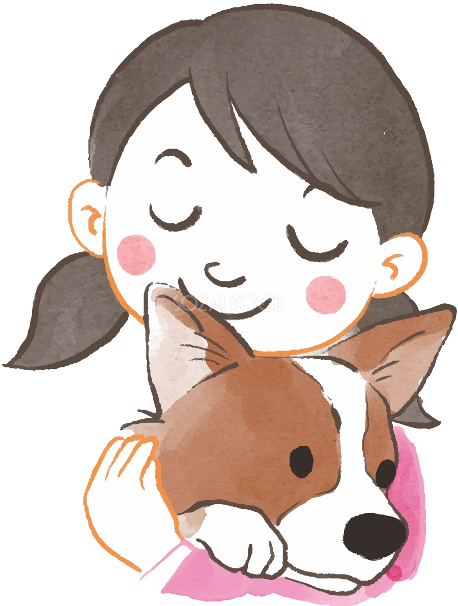 コーギー(抱っこされた)かわいい犬の無料イラスト70475