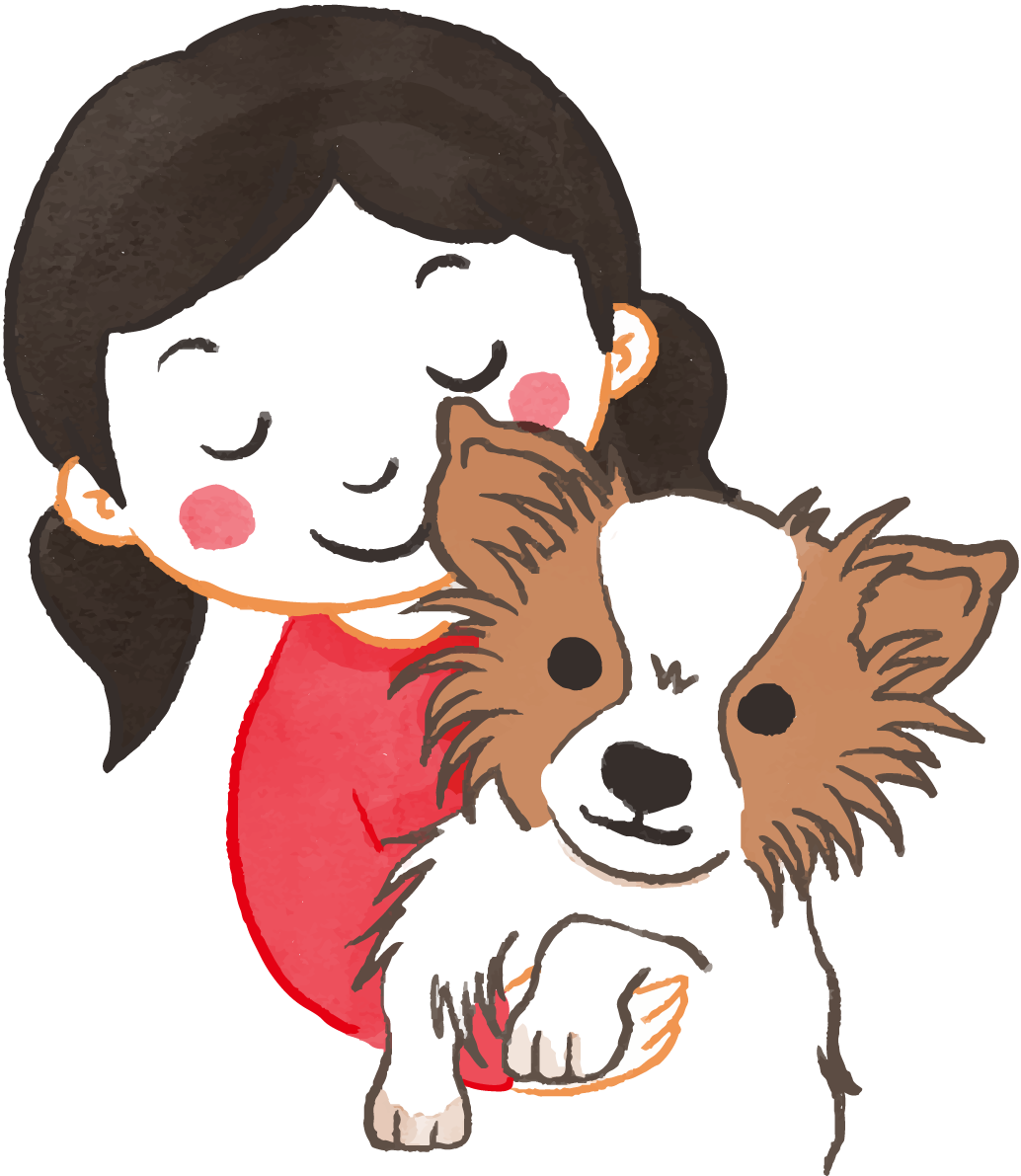パピヨン(抱っこされる)かわいい犬の無料イラスト70583に写真・文字を入れる