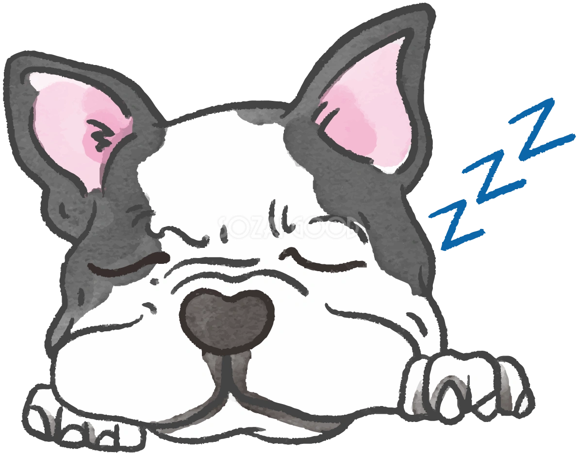 フレンチブルドック(寝顔)かわいい犬の無料イラスト70627