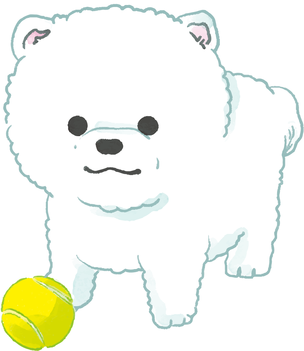 ポメラニアン子犬(ボールで遊ぶ)かわいい犬の無料イラスト70663に写真・文字を入れる
