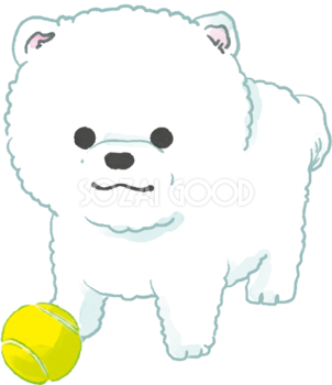 ポメラニアン子犬(ボールで遊ぶ)かわいい犬の無料イラスト70663
