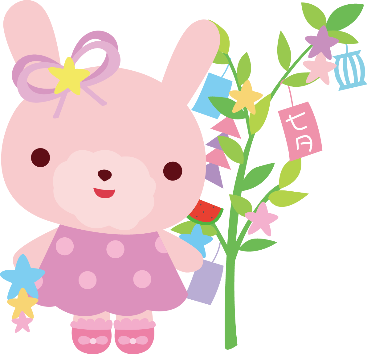 うさぎ 七夕 かわいい動物無料イラスト70704に写真・文字を入れる