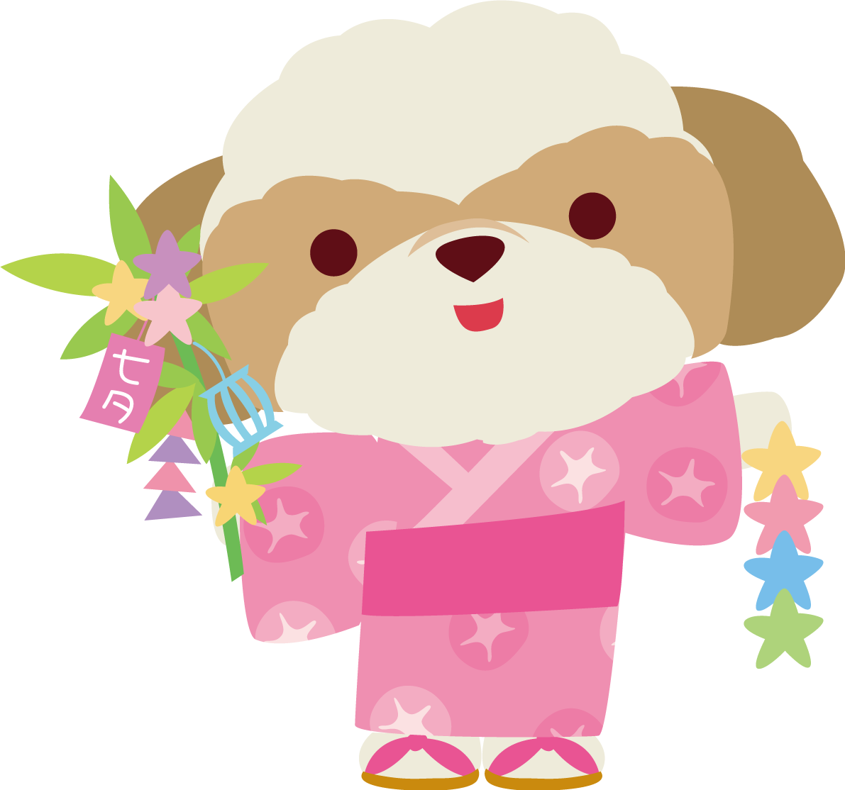 シーズー(犬) 七夕 かわいい動物無料イラスト70732に写真・文字を入れる