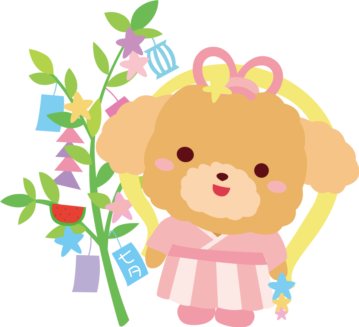 トイプードル(犬) 七夕 かわいい動物無料イラスト70744に写真・文字を入れる