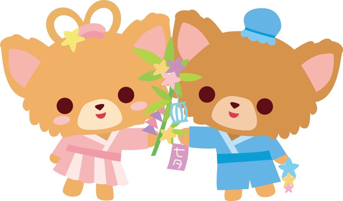 パピヨン(犬) 七夕 かわいい動物無料イラスト70760に写真・文字を入れる