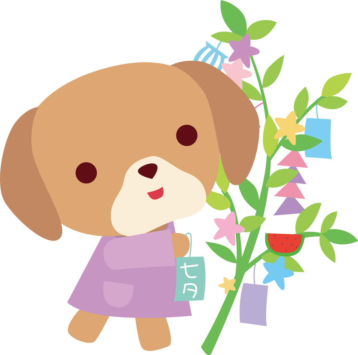 ビーグル(犬) 七夕 かわいい動物無料イラスト70768に写真・文字を入れる