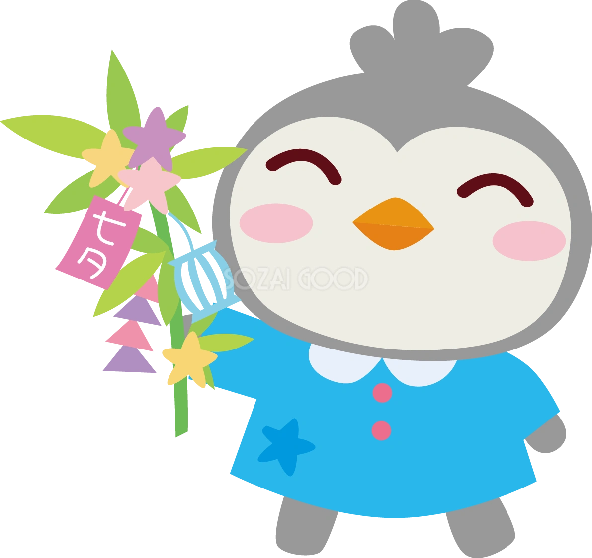 ペンギン 七夕 かわいい動物無料イラスト70780