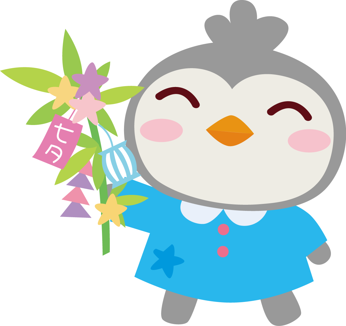 ペンギン 七夕 かわいい動物無料イラスト70780に写真・文字を入れる