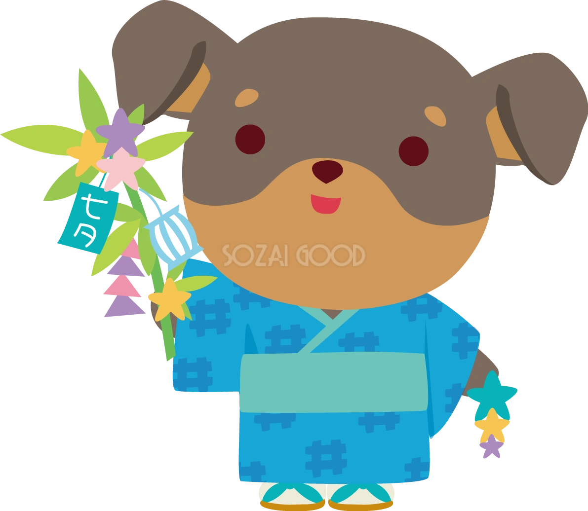ミニチュア・ピンシャー(犬) 七夕 かわいい動物無料イラスト70800