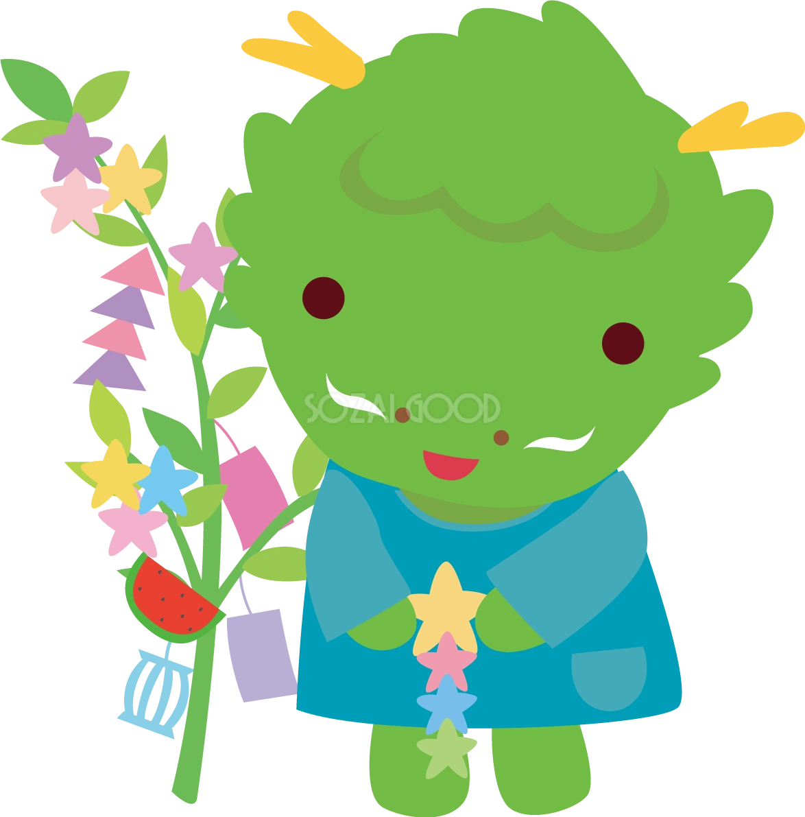 龍 七夕 かわいい動物無料イラスト70857