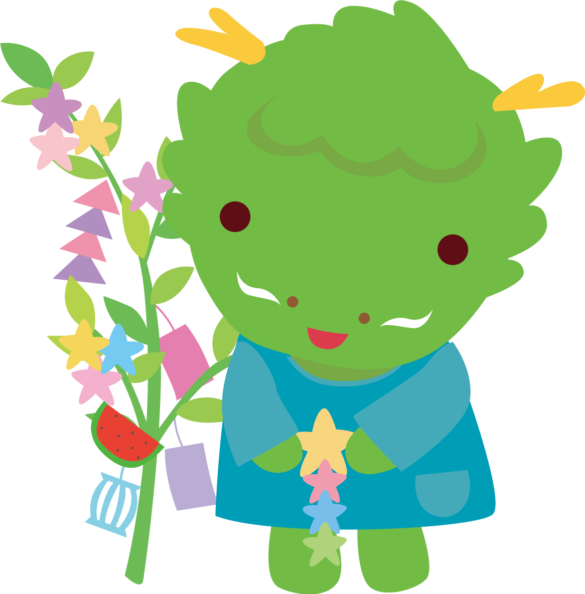 龍 七夕 かわいい動物無料イラスト70857に写真・文字を入れる