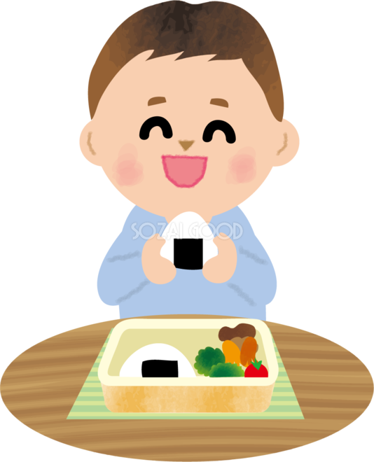 お弁当を食べる保育園児のかわいい無料イラスト71026 素材good
