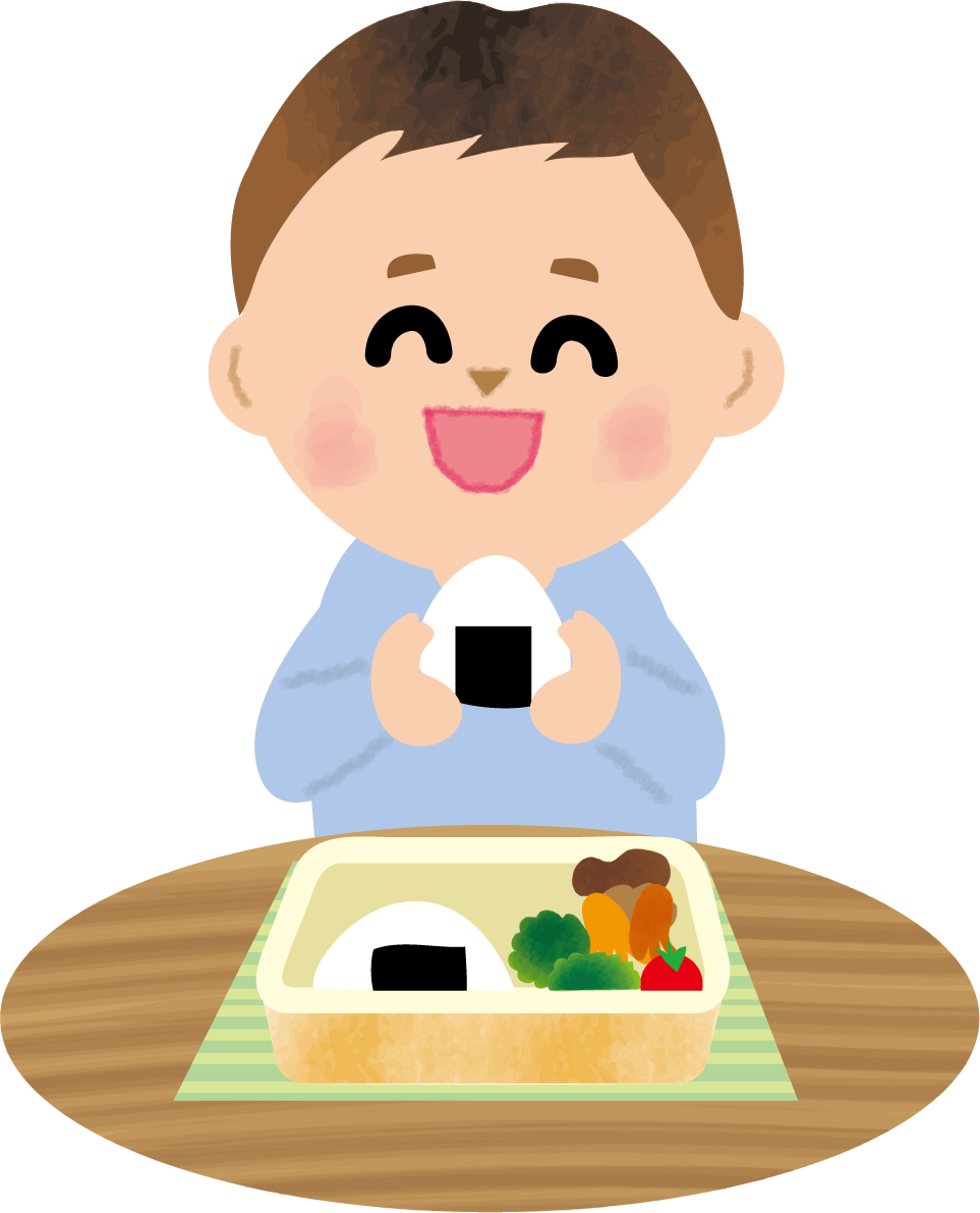 お弁当を食べる保育園児のかわいい無料イラスト71026に写真・文字を入れる
