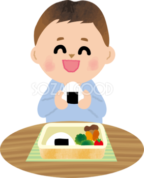 お弁当を食べる保育園児のかわいい無料イラスト71026