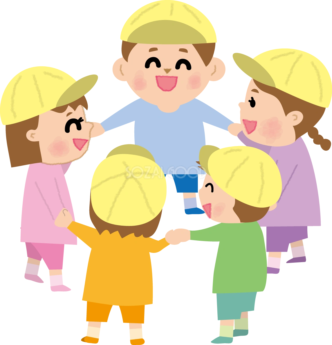 子供たちが輪になる保育園無料イラスト71050