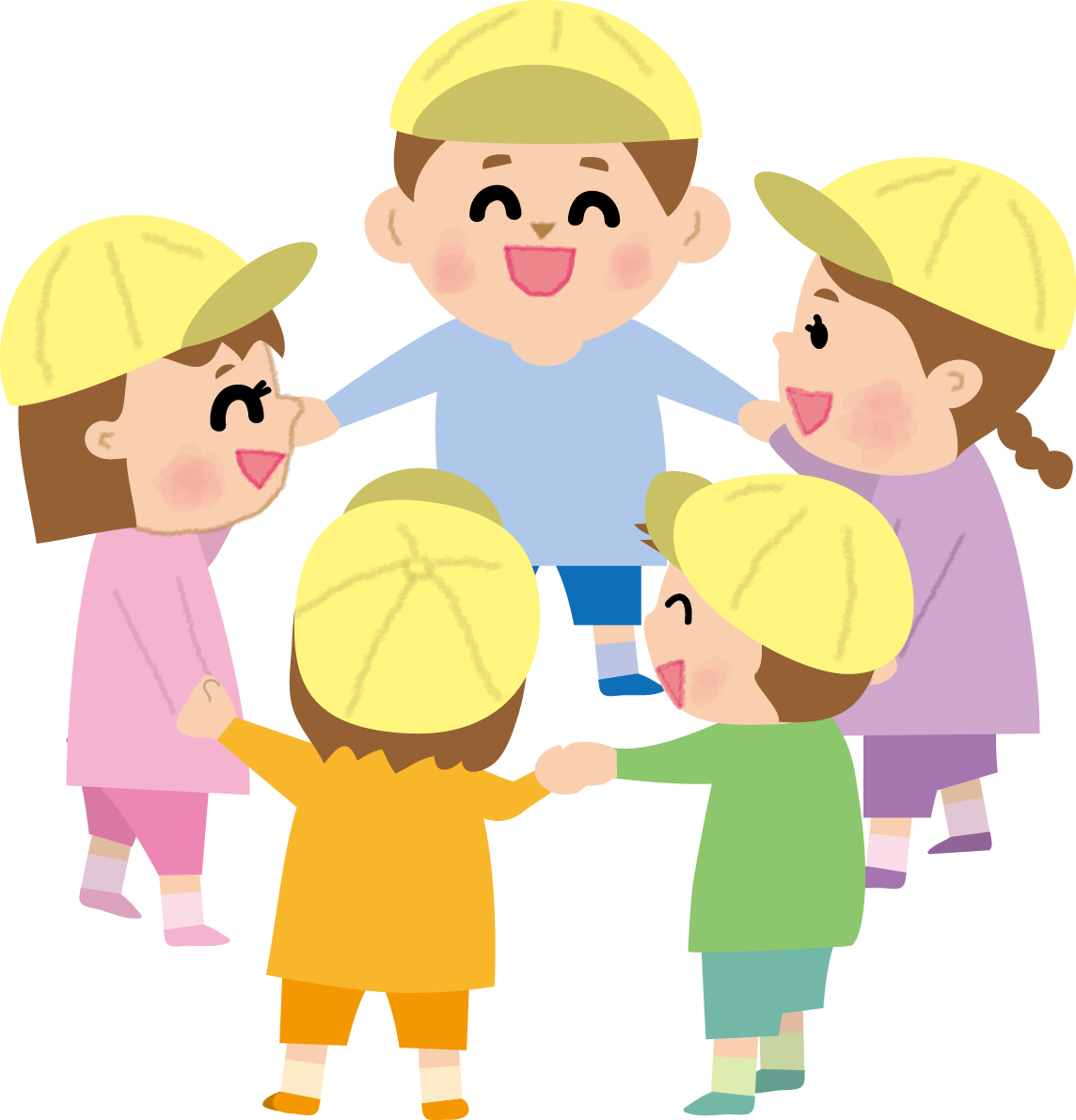 子供たちが輪になる保育園無料イラスト71050に写真・文字を入れる